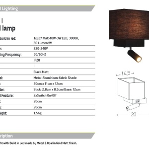 Aplica de perete moderna cu reader LED Hotel 154973 universul-luminii.ro