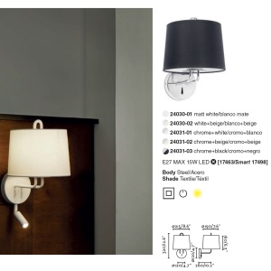 Aplica de perete moderna design elegant MONTREAL crom/bej 92023 universul-luminii.ro