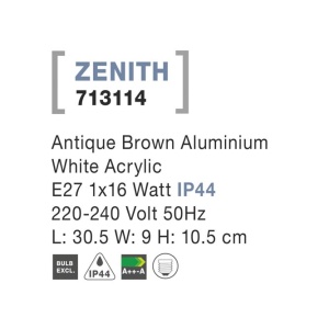 Aplica de perete pentru exterior IP44 ZENITH maro antic NVL-713114 79473 universul-luminii.ro