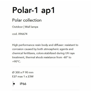 Aplica de perete pt. exterior, diam.30cm, IP66, POLAR-1 AP1 NERO 67273 universul-luminii.ro