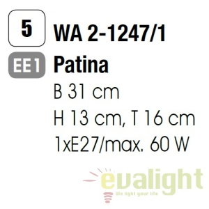 Aplica de perete stil clasic Mauro WA 2-1247/1 Patina OR - Img 3