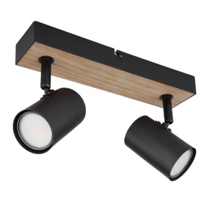 Aplica de perete / tavan 2L design industrial Robby negru, maro 135033 universul-luminii.ro
