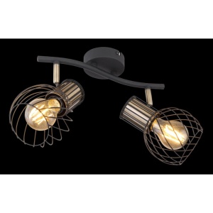 Aplica de perete / tavan cu 2 spoturi design industrial ARGUSTO negru, auriu 114173 universul-luminii.ro