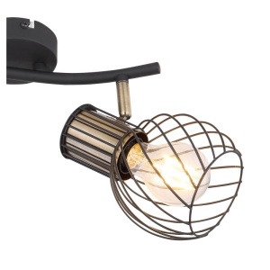 Aplica de perete / tavan cu 2 spoturi design industrial ARGUSTO negru, auriu 210583 universul-luminii.ro