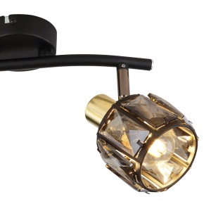Aplica de perete / tavan cu 2 spoturi design modern INDIANA auriu, negru 210693 universul-luminii.ro