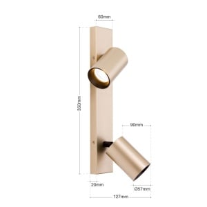 Aplica de perete/tavan cu Spoturi stil minimalist modern SEAN 2L auriu 235453 universul-luminii.ro