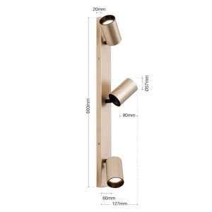 Aplica de perete/tavan cu Spoturi stil minimalist modern SEAN 3L auriu 235463 universul-luminii.ro
