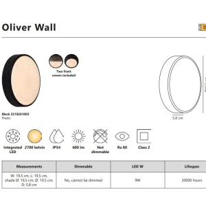 Aplica de perete / tavan exterior IP54 Oliver Black 221373 universul-luminii.ro