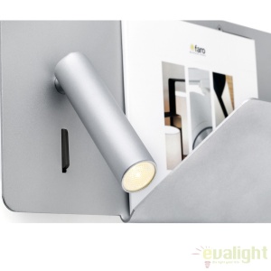 Aplica de perete ultra moderna / Lampa cu reader LED SUAU USB gri dormitor dreapta 62123 60773 universul-luminii.ro