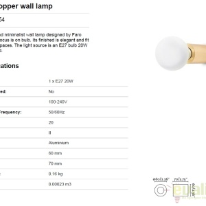 Aplica design modern minimalist TEN cupru 62154 180183 universul-luminii.ro