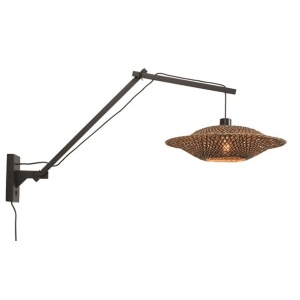 Aplica din bambus cu brat articulat Bali orizontal L negru, 44cm