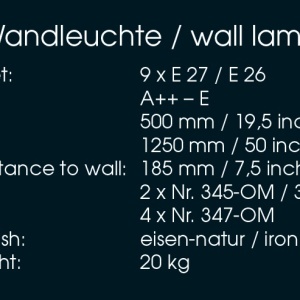Aplica din fier forjat cu 9 surse de lumina, WL 3576 47903 universul-luminii.ro