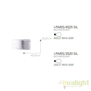Aplica eleganta design modern Paris argintiu, 45x25cm I-PARIS/4525 SIL FE 43383 universul-luminii.ro
