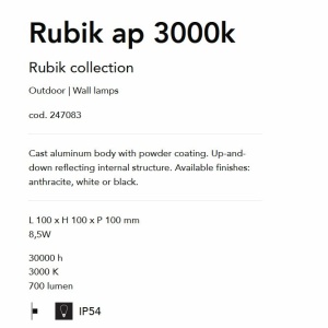 Aplica IP54 Rubik ap 3000k ANTRACITE 82413 universul-luminii.ro