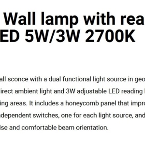 Aplica LED ambientala cu reader directionabil DANTE negru 5W/3W 2700K - Img 5