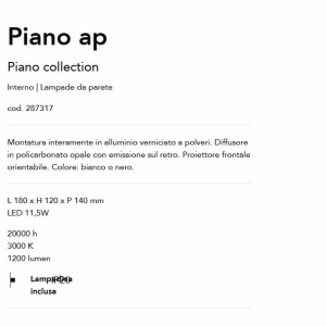 Aplica LED ambientala cu spot reglabil Piano ap alba 143453 universul-luminii.ro