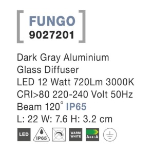 Aplica LED ambientala de exterior IP65 FUNGO gri NVL-9027201 79493 universul-luminii.ro