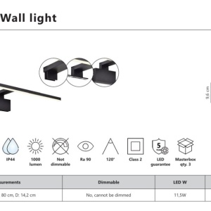 Aplica LED Baie, Protectie IP44, Negru, Marlee 80 3000K 244103 universul-luminii.ro