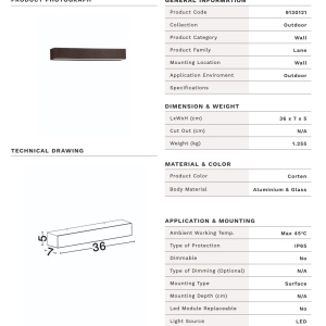 Aplica LED CCT ambientala de exterior IP65 LANE corten 19W - Img 11