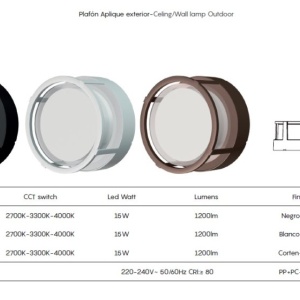 Aplica LED CCT pentru exterior IP65 CREEK diametru 17cm, alba MA-8858 171643 universul-luminii.ro