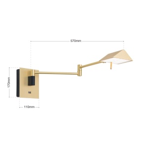 Aplica LED cu brat ajustabil BOSTON alama 234463 universul-luminii.ro