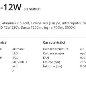 Aplica LED cu iluminat ambiental SIEGFRIED 12W 41751-12W GL 57293 universul-luminii.ro