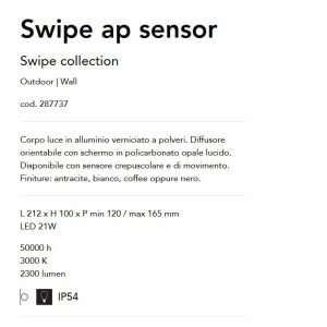 Aplica LED cu senzor de miscare pentru exterior IP54 Swipe ap neagra 119583 universul-luminii.ro
