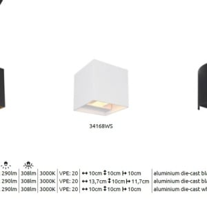 Aplica LED cu spot pentru iluminat exterior design modern IP54 Veronika negru 10x10cm 221663 universul-luminii.ro