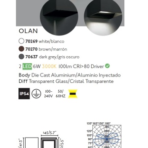 Aplica LED de exterior ambientala design modern IP54 OLAN alba 82483 universul-luminii.ro