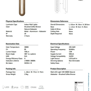 Aplica LED de perete decorativa SOL Alabaster - Img 5