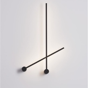 Aplica LED de perete design minimalist Synthesi negru H-90cm - Img 2