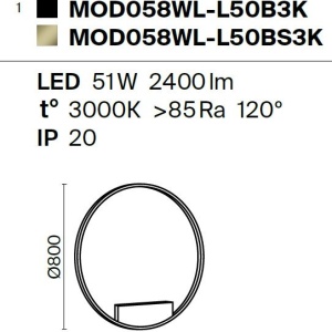 Aplica LED de perete design modern Rim negru 80cm 212473 universul-luminii.ro