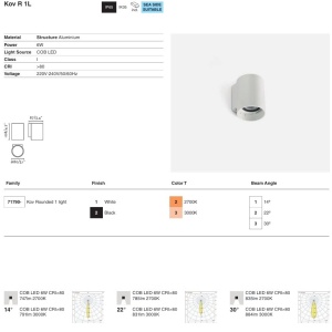 Aplica LED exterior IP65 KOV 1L Black round 6W 3000K - Img 5