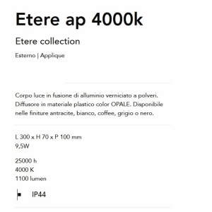 Aplica LED Exterior, Negru, Protectie IP44, Etere ap 4000k 166173 universul-luminii.ro