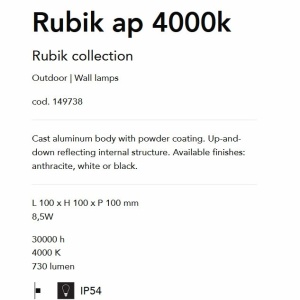 Aplica LED iluminat exterior IP54 Rubik ap 4000k ANTRACITE 66513 universul-luminii.ro