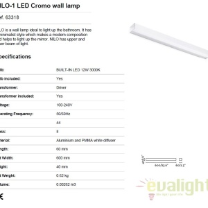 Aplica LED oglinda Baie IP44 stil modern minimalist NILO-1 crom 63318 59173 universul-luminii.ro