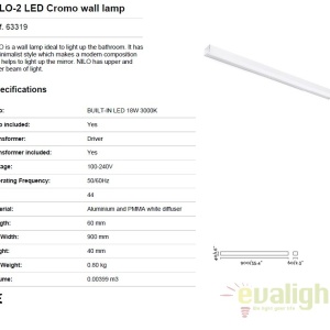 Aplica LED oglinda Baie IP44 stil modern minimalist NILO-2 crom 63319 59183 universul-luminii.ro