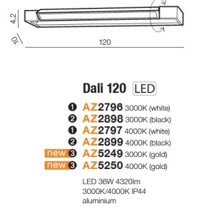 Aplica LED pentru baie directionabila 4000K Dali 120 aurie 66993 universul-luminii.ro