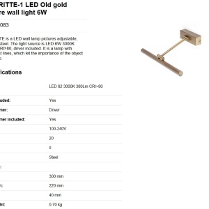 Aplica LED pentru oglinda tablou MAGRITTE-1 LED Old gold 61083 83473 universul-luminii.ro