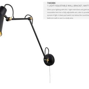 Aplica moderna design retro Adjustable Wall negru/auriu 7403BK SRT - Img 4