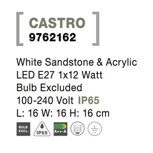 Aplica pentru iluminat exterior IP65 CASTRO alb, H-35cm NVL-9762162 190823 universul-luminii.ro
