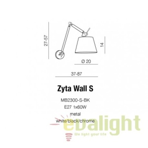 Aplica perete directionabila design modern ZYTA S gri 69623 universul-luminii.ro