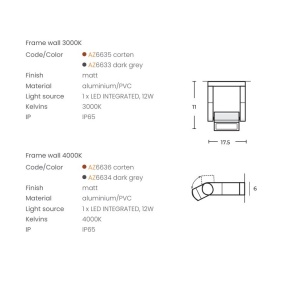 Aplica perete exterior IP65 FRAME 3000K CORTEN - Img 2
