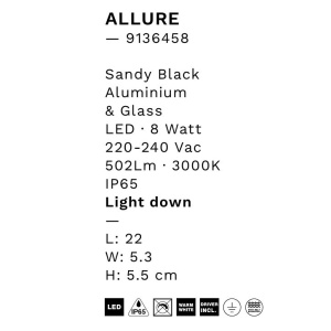 Aplica perete exterior LED IP65 ALLURE negru 250463 universul-luminii.ro