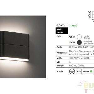 APLICA PERETE LED DE EXTERIOR ADAY-1 ALBA 70644 51193 universul-luminii.ro