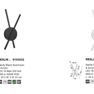 Aplica perete LED design modern decorativ Reslin neagra NVL-9100202 76803 universul-luminii.ro