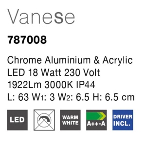 Aplica perete LED pentru oglinda baie IP44 Vanese 18W NVL-787008 77373 universul-luminii.ro