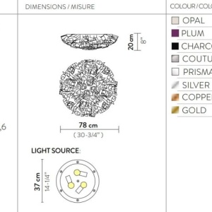 Aplica perete sau tavan design unicat realizat manual Veli Large Opal, 78cm 123113 universul-luminii.ro