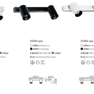 Aplica perete / tavan cu 2 spoturi directionabile design modern STAN 2L alba 84503 universul-luminii.ro