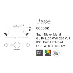 Aplica perete / tavan moderna cu spoturi Base 2L NVL-660002 78883 universul-luminii.ro